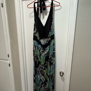 Bisou Bisou Black and Blue Halter Sundress